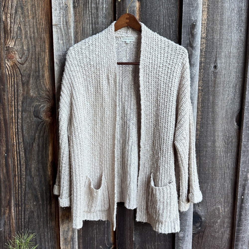 Moon River Textured Cream Cardigan
